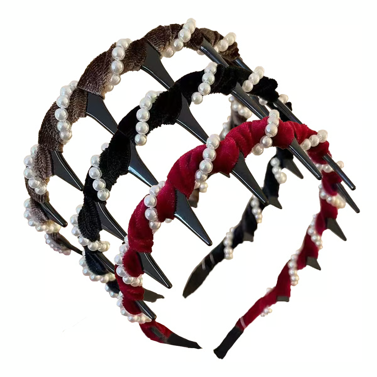 đĽRetro High Skull Pearl Headband